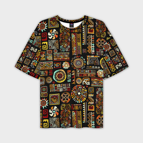 Мужская футболка oversize 3D с принтом Африканский этнический орнамент в Петрозаводске,  |  | 