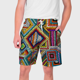 Мужские шорты 3D с принтом Этнический узор вышивка в Тюмени,  полиэстер 100% | прямой крой, два кармана без застежек по бокам. Мягкая трикотажная резинка на поясе, внутри которой широкие завязки. Длина чуть выше колен | 