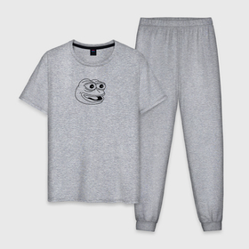 Мужская пижама хлопок с принтом Веселый лягушонок мем в Новосибирске, 100% хлопок | брюки и футболка прямого кроя, без карманов, на брюках мягкая резинка на поясе и по низу штанин
 | 