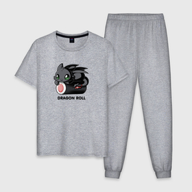 Мужская пижама хлопок с принтом Night fury dragon roll , 100% хлопок | брюки и футболка прямого кроя, без карманов, на брюках мягкая резинка на поясе и по низу штанин
 | 