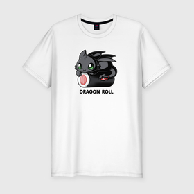 Мужская футболка хлопок Slim с принтом Night fury dragon roll , 92% хлопок, 8% лайкра | приталенный силуэт, круглый вырез ворота, длина до линии бедра, короткий рукав | 