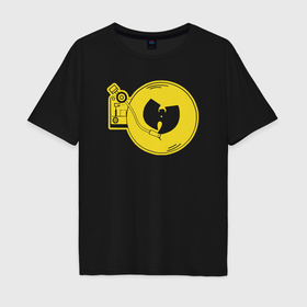 Мужская футболка хлопок Oversize с принтом Wu Tang vinyl в Курске, 100% хлопок | свободный крой, круглый ворот, “спинка” длиннее передней части | 