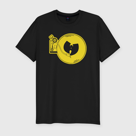 Мужская футболка хлопок Slim с принтом Wu Tang vinyl в Кировске, 92% хлопок, 8% лайкра | приталенный силуэт, круглый вырез ворота, длина до линии бедра, короткий рукав | 