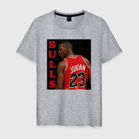 Мужская футболка хлопок с принтом Bulls Jordan в Курске, 100% хлопок | прямой крой, круглый вырез горловины, длина до линии бедер, слегка спущенное плечо. | 