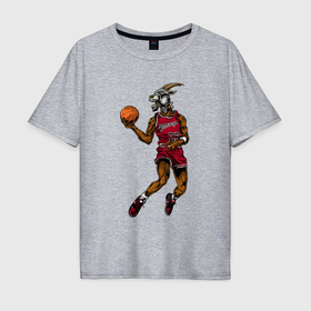 Мужская футболка хлопок Oversize с принтом Goat Jordan в Курске, 100% хлопок | свободный крой, круглый ворот, “спинка” длиннее передней части | Тематика изображения на принте: 