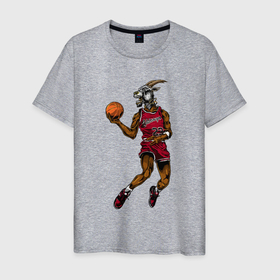 Мужская футболка хлопок с принтом Goat Jordan в Курске, 100% хлопок | прямой крой, круглый вырез горловины, длина до линии бедер, слегка спущенное плечо. | Тематика изображения на принте: 