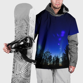 Накидка на куртку 3D с принтом Полярный ночной лес в Тюмени, 100% полиэстер |  | 