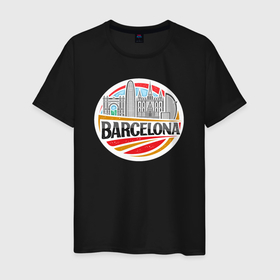Мужская футболка хлопок с принтом Barcelona city в Екатеринбурге, 100% хлопок | прямой крой, круглый вырез горловины, длина до линии бедер, слегка спущенное плечо. | 