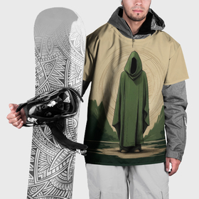 Накидка на куртку 3D с принтом Незнакомец в зелёном балахоне в Санкт-Петербурге, 100% полиэстер |  | 