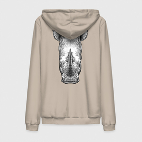 Мужская толстовка на молнии хлопок с принтом Носорог голова в Ухте,  |  | Тематика изображения на принте: 
