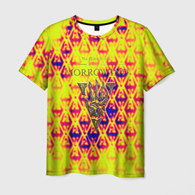 Мужская футболка 3D с принтом The elder scrolls game yellow dragon в Курске, 100% полиэфир | прямой крой, круглый вырез горловины, длина до линии бедер | 