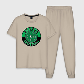 Мужская пижама хлопок с принтом Basketball Boston в Курске, 100% хлопок | брюки и футболка прямого кроя, без карманов, на брюках мягкая резинка на поясе и по низу штанин
 | 