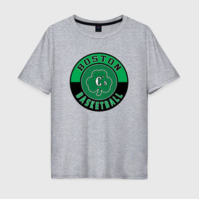 Мужская футболка хлопок Oversize с принтом Basketball Boston в Кировске, 100% хлопок | свободный крой, круглый ворот, “спинка” длиннее передней части | Тематика изображения на принте: 