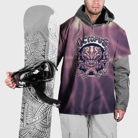 Накидка на куртку 3D с принтом Злобный осьминог на фиолетовом фоне в Петрозаводске, 100% полиэстер |  | Тематика изображения на принте: 