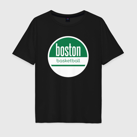 Мужская футболка хлопок Oversize с принтом Boston basket в Кировске, 100% хлопок | свободный крой, круглый ворот, “спинка” длиннее передней части | 
