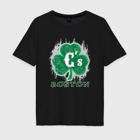 Мужская футболка хлопок Oversize с принтом Boston Celtics style в Кировске, 100% хлопок | свободный крой, круглый ворот, “спинка” длиннее передней части | Тематика изображения на принте: 