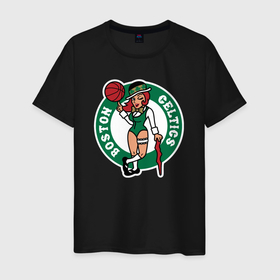 Мужская футболка хлопок с принтом Boston Celtics girl в Кировске, 100% хлопок | прямой крой, круглый вырез горловины, длина до линии бедер, слегка спущенное плечо. | Тематика изображения на принте: 