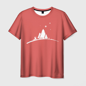 Мужская футболка 3D с принтом Minimalistic Christmas , 100% полиэфир | прямой крой, круглый вырез горловины, длина до линии бедер | 