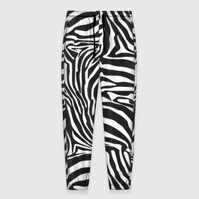 Мужские брюки 3D с принтом Шкура зебры черно   белая графика в Тюмени, 100% полиэстер | манжеты по низу, эластичный пояс регулируется шнурком, по бокам два кармана без застежек, внутренняя часть кармана из мелкой сетки | 