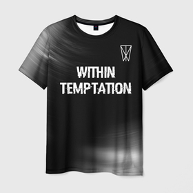 Мужская футболка 3D с принтом Within Temptation glitch на темном фоне посередине в Екатеринбурге, 100% полиэфир | прямой крой, круглый вырез горловины, длина до линии бедер | 