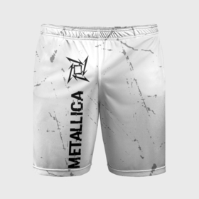 Мужские шорты спортивные с принтом Metallica glitch на светлом фоне по вертикали в Белгороде,  |  | 