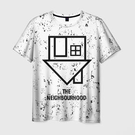 Мужская футболка 3D с принтом The Neighbourhood glitch на светлом фоне в Тюмени, 100% полиэфир | прямой крой, круглый вырез горловины, длина до линии бедер | 