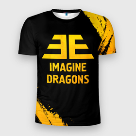 Мужская футболка 3D Slim с принтом Imagine Dragons   gold gradient в Новосибирске, 100% полиэстер с улучшенными характеристиками | приталенный силуэт, круглая горловина, широкие плечи, сужается к линии бедра | 