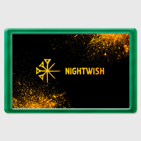 Магнит 45*70 с принтом Nightwish   gold gradient по горизонтали в Курске, Пластик | Размер: 78*52 мм; Размер печати: 70*45 | 