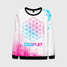 Мужской свитшот 3D с принтом Coldplay neon gradient style , 100% полиэстер с мягким внутренним слоем | круглый вырез горловины, мягкая резинка на манжетах и поясе, свободная посадка по фигуре | 