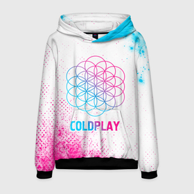 Мужская толстовка 3D с принтом Coldplay neon gradient style , 100% полиэстер | двухслойный капюшон со шнурком для регулировки, мягкие манжеты на рукавах и по низу толстовки, спереди карман-кенгуру с мягким внутренним слоем. | 