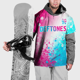 Накидка на куртку 3D с принтом Deftones neon gradient style посередине в Тюмени, 100% полиэстер |  | Тематика изображения на принте: 