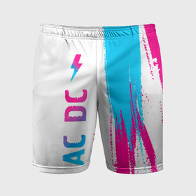 Мужские шорты спортивные с принтом AC DC neon gradient style по вертикали в Кировске,  |  | 