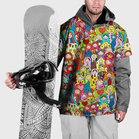 Накидка на куртку 3D с принтом Веселые русские матрешки , 100% полиэстер |  | Тематика изображения на принте: 