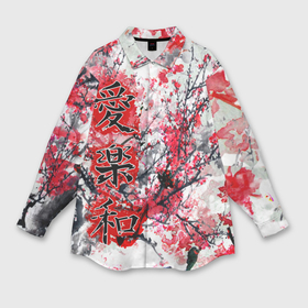 Мужская рубашка oversize 3D с принтом Японский стиль иероглифы в Кировске,  |  | 
