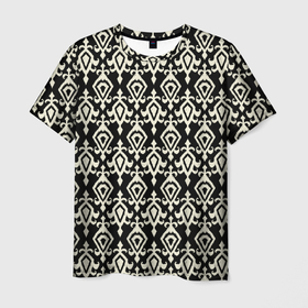 Мужская футболка 3D с принтом Черно белый орнамент в Санкт-Петербурге, 100% полиэфир | прямой крой, круглый вырез горловины, длина до линии бедер | 