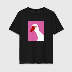 Женская футболка хлопок Oversize с принтом Hypno goose в Ухте, 100% хлопок | свободный крой, круглый ворот, спущенный рукав, длина до линии бедер
 | Тематика изображения на принте: 