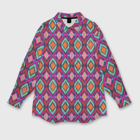 Мужская рубашка oversize 3D с принтом Узор имитация ткань икат розового цвета в Белгороде,  |  | 