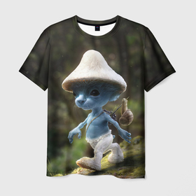 Мужская футболка 3D с принтом Шайлушай синий грибок в Петрозаводске, 100% полиэфир | прямой крой, круглый вырез горловины, длина до линии бедер | 