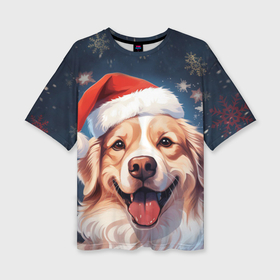 Женская футболка oversize 3D с принтом New Years mood from Santa the dog в Белгороде,  |  | 