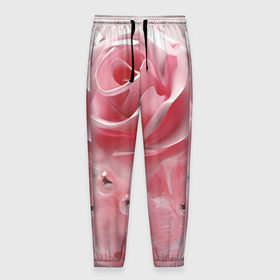 Мужские брюки 3D с принтом Нежные розы с бусинами в Санкт-Петербурге, 100% полиэстер | манжеты по низу, эластичный пояс регулируется шнурком, по бокам два кармана без застежек, внутренняя часть кармана из мелкой сетки | 