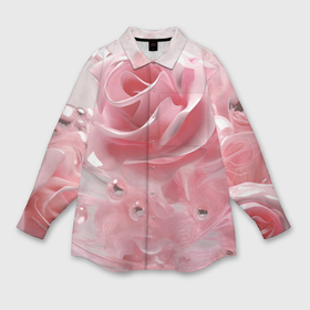 Мужская рубашка oversize 3D с принтом Нежные розы с бусинами в Новосибирске,  |  | 