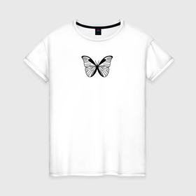 Женская футболка хлопок с принтом Бабочка Life is Strange в Белгороде, 100% хлопок | прямой крой, круглый вырез горловины, длина до линии бедер, слегка спущенное плечо | Тематика изображения на принте: 