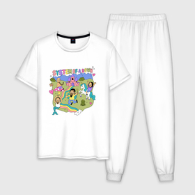 Мужская пижама хлопок с принтом System of a Down мультяшный стиль в Курске, 100% хлопок | брюки и футболка прямого кроя, без карманов, на брюках мягкая резинка на поясе и по низу штанин
 | 