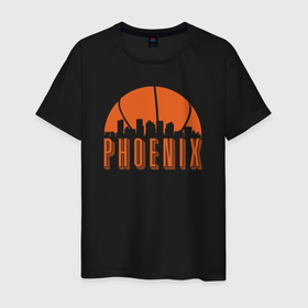 Мужская футболка хлопок с принтом Phoenix city в Екатеринбурге, 100% хлопок | прямой крой, круглый вырез горловины, длина до линии бедер, слегка спущенное плечо. | 