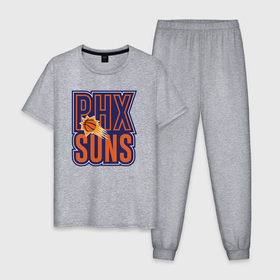 Мужская пижама хлопок с принтом Phx Suns в Санкт-Петербурге, 100% хлопок | брюки и футболка прямого кроя, без карманов, на брюках мягкая резинка на поясе и по низу штанин
 | Тематика изображения на принте: 