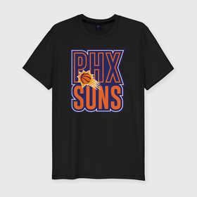 Мужская футболка хлопок Slim с принтом Phx Suns в Санкт-Петербурге, 92% хлопок, 8% лайкра | приталенный силуэт, круглый вырез ворота, длина до линии бедра, короткий рукав | Тематика изображения на принте: 