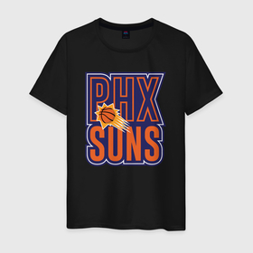 Мужская футболка хлопок с принтом Phx Suns в Санкт-Петербурге, 100% хлопок | прямой крой, круглый вырез горловины, длина до линии бедер, слегка спущенное плечо. | Тематика изображения на принте: 
