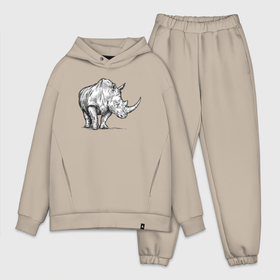 Мужской костюм oversize хлопок с принтом Носорог стоит в Ухте,  |  | 