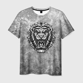 Мужская футболка 3D с принтом Texture   свирепый лев в Курске, 100% полиэфир | прямой крой, круглый вырез горловины, длина до линии бедер | 