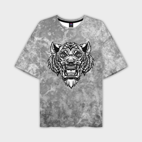 Мужская футболка oversize 3D с принтом Texture   свирепый тигр в Белгороде,  |  | 